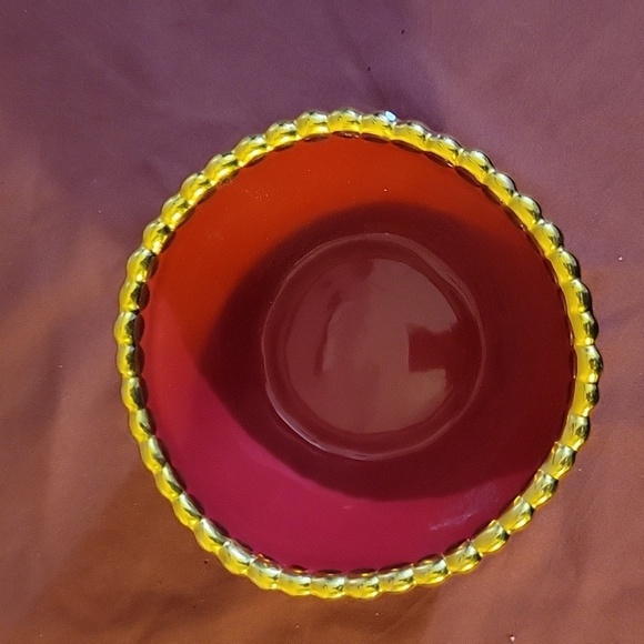 2006 Starbucks Christmas Bowl Candy Dish Red with Gold Trim 2.5" x 4" - Picture 2 of 4